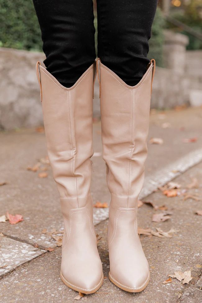 Charlie Taupe Tall Leather Pointed Toe Boots | Pink Lily