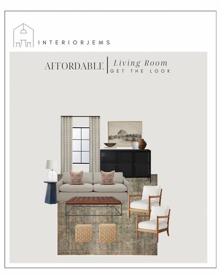 Affordable living room, get the look, media cabinet, hutch, accent chairs from target, sale sofa, amber Lewis loloi rug, plaid curtains, Etsy art, vase from amazon, brown vase, digital art print 

#LTKhome #LTKstyletip #LTKsalealert