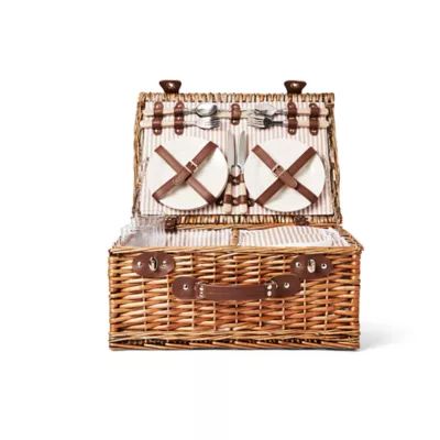 Bee & Willow™ Home Picnic Basket with 4 Place Settings in Brown | Bed Bath & Beyond | Bed Bath & Beyond