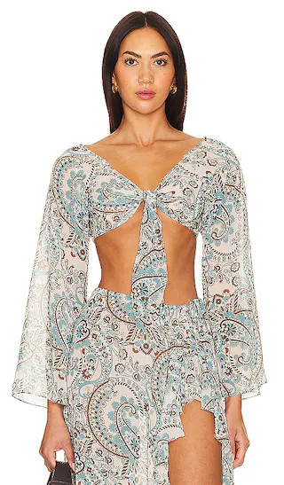 Grace Top in Turquoise Paisley | Revolve Clothing (Global)