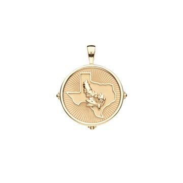 TEXAS JW Small Pendant Coin in 14k Solid Gold | Jane Win