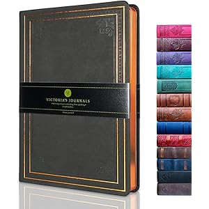 VICTORIA'S JOURNALS Leatherette Vintage Journal Hard Cover Lined Notebook Old Looking Travel Diary B | Amazon (US)