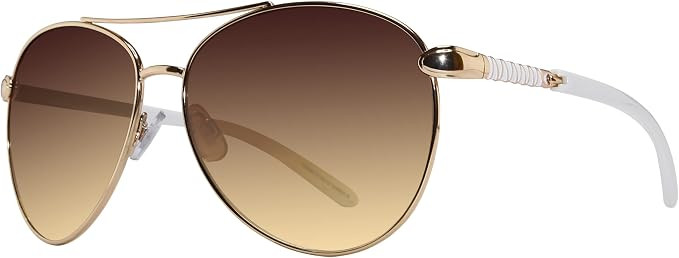Monterey Gold & White Women's Aviators, Brown Gradient Lens | Amazon (US)