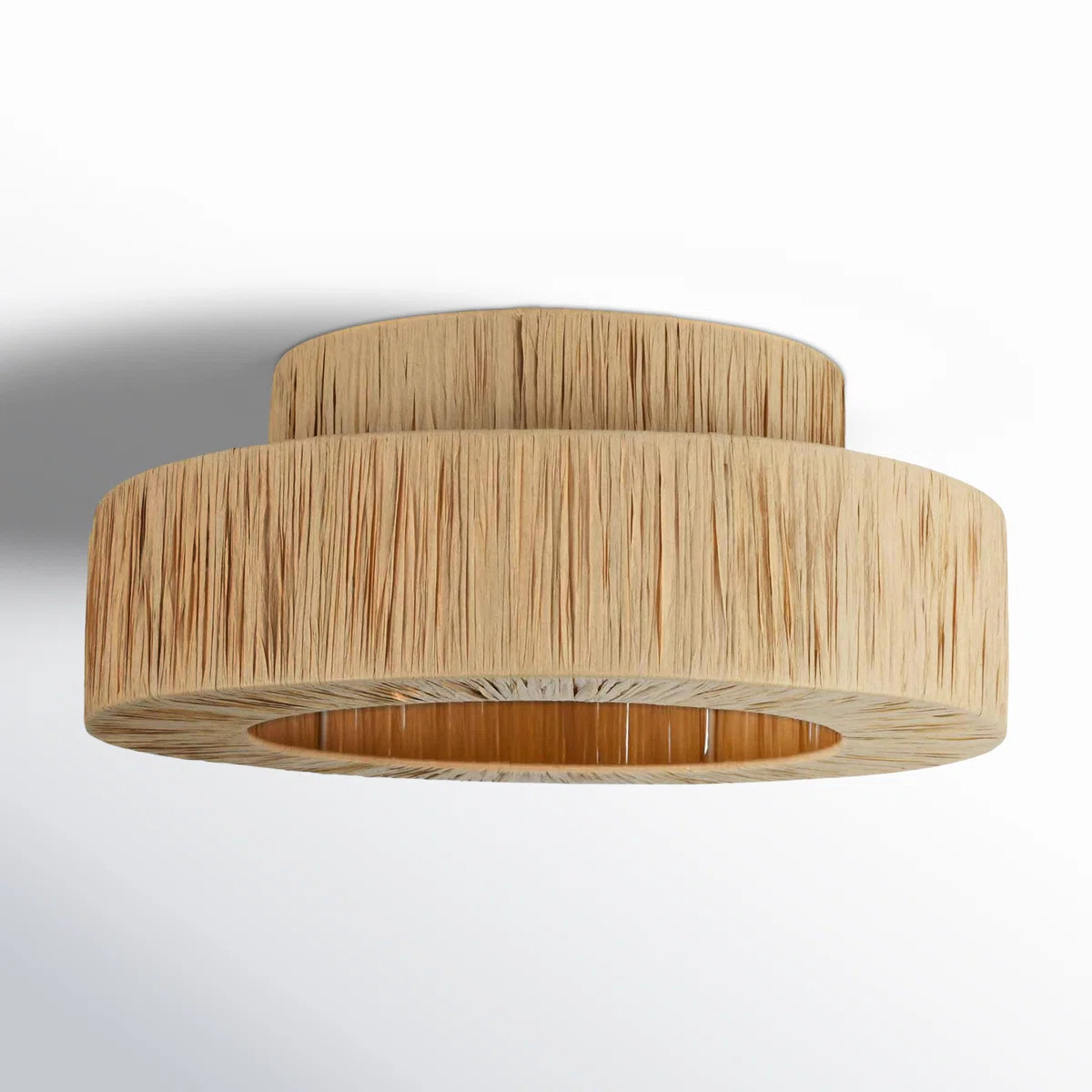 Abbie 1 - Light 17.17 " Modern Rattan Double-Layer Dimmable Metal Drum Flush Mount Lighting Fixtu... | Wayfair North America