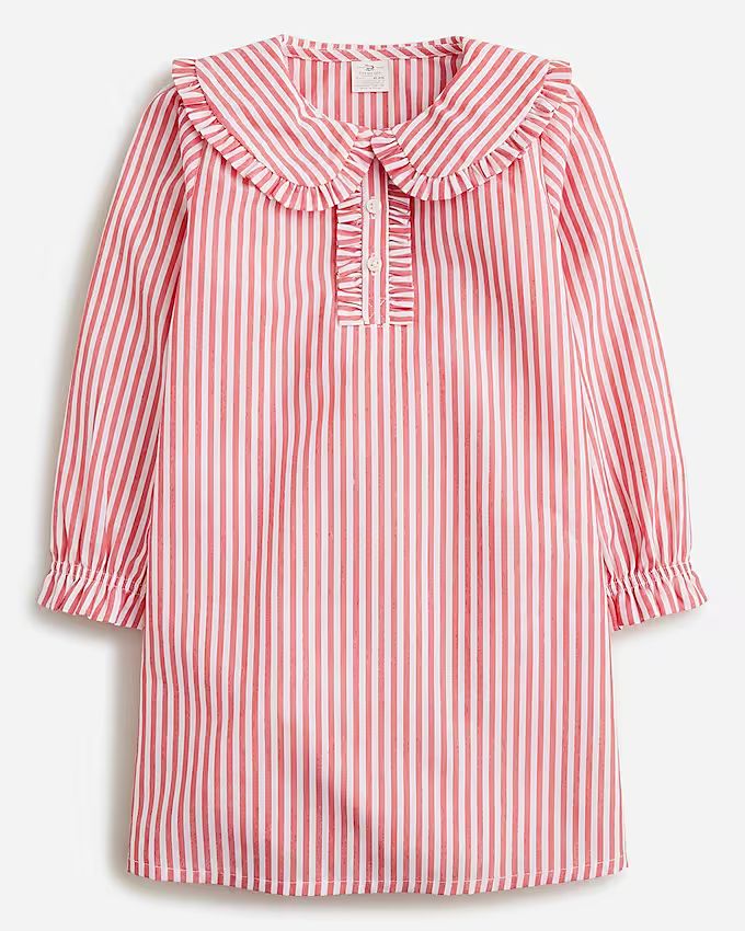 Girls' long-sleeve flannel nightgown in stripe | J.Crew US