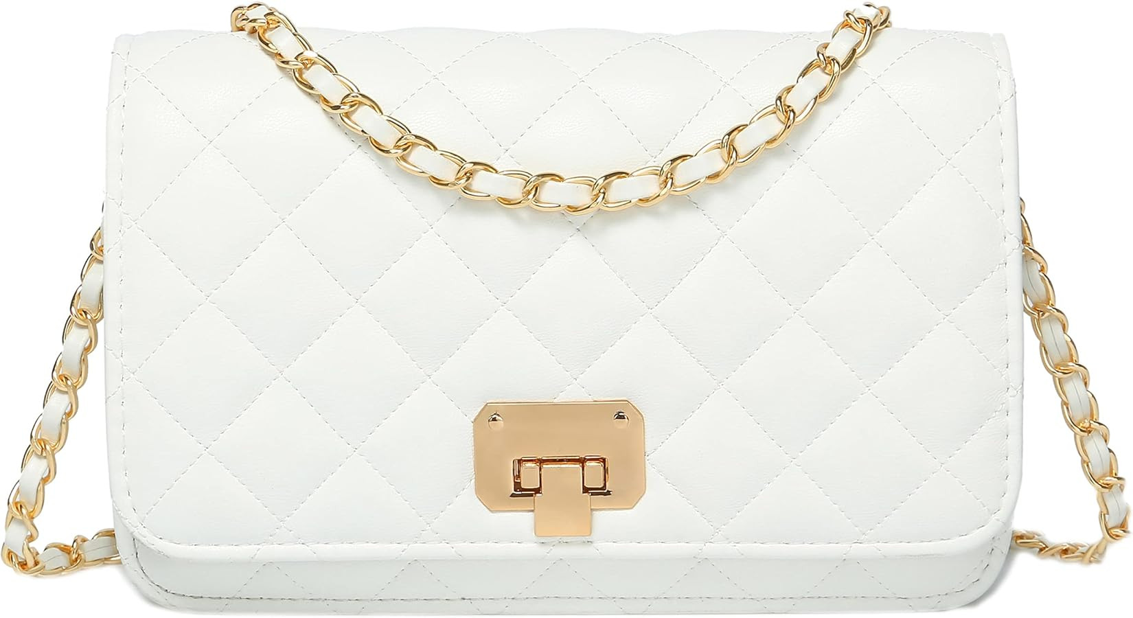 HAKSIM Women Leather Shoulder Bag Fashion Clutch Handbag Quilted Designer Crossbody Bag with Chai... | Amazon (CA)