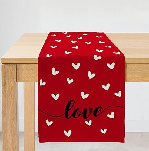 ARKENY Happy Valentines Day Heart ​Red Table Runner 13x73 Inches Long Farmhouse Indoor Outdoor ... | Amazon (US)