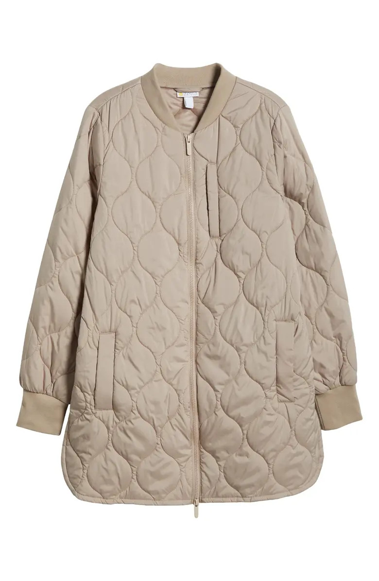 Zella Longline Onion Quilted Bomber Jacket | Nordstrom | Nordstrom