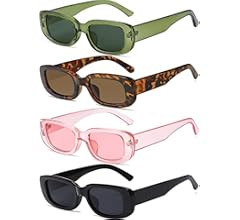 Tskestvy 4 Pieces Retro Vintage Sunglasses Small Square Rectangle 90s Glasses Trendy Y2K for Wome... | Amazon (US)