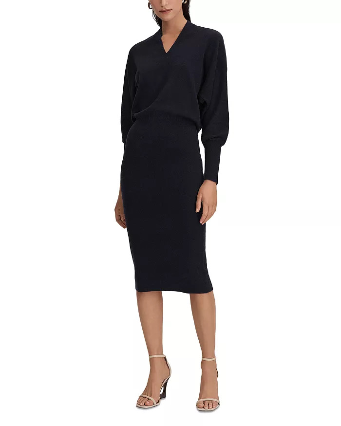 Petites Sally V Neck Knit Midi Dress | Bloomingdale's (US)