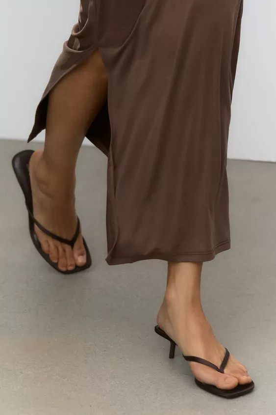 SATIN KITTEN HEEL SANDALS | Zara US