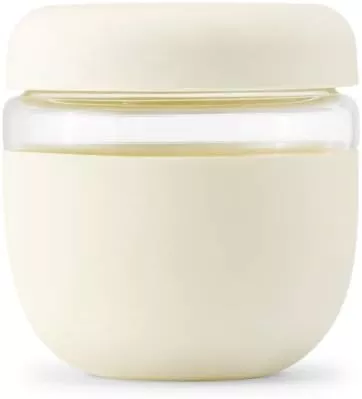 W&P Porter Seal Tight Glass Lunch Bowl Container w/ Lid, Cream 24 Ounces