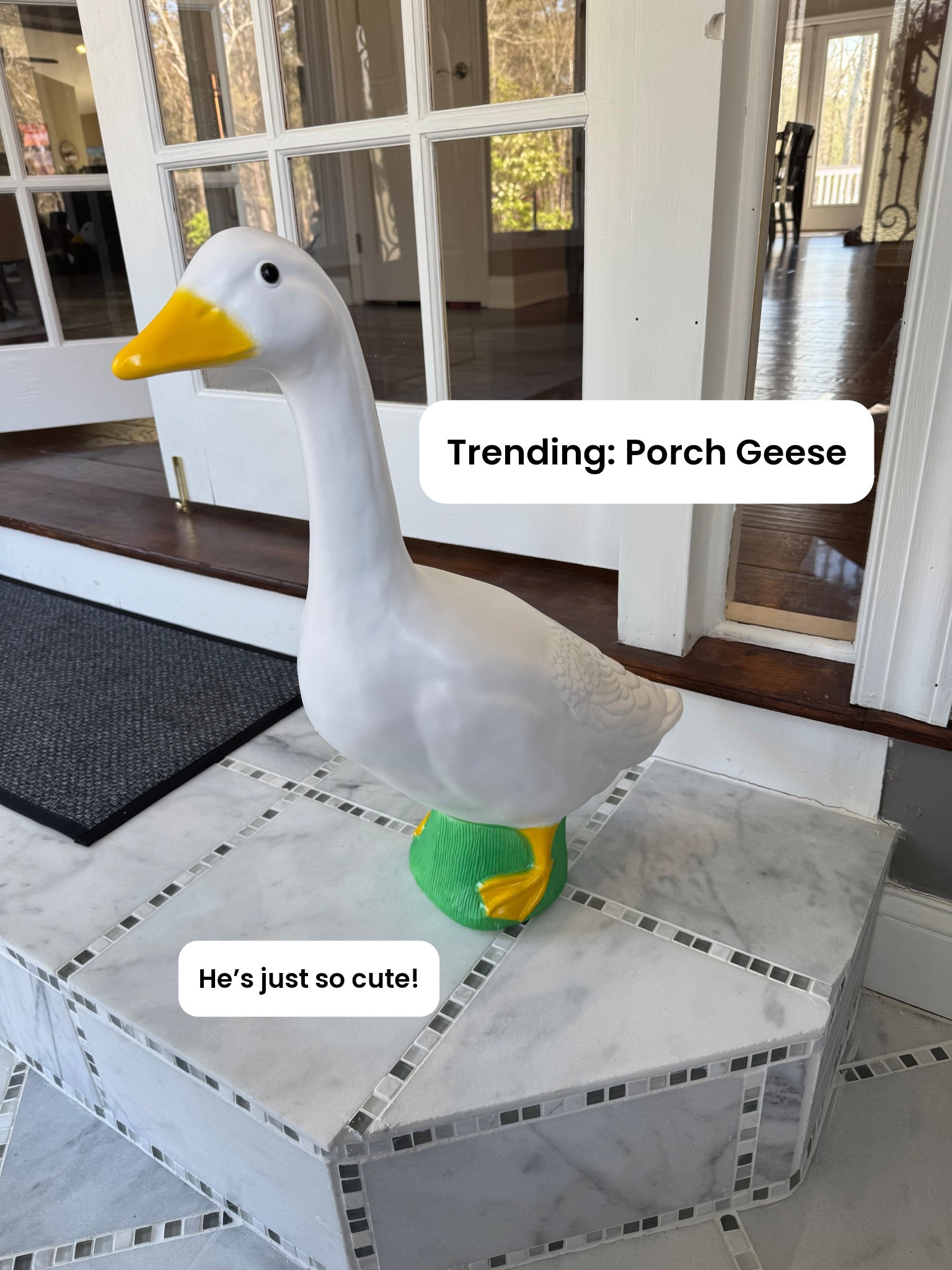 He needs a name! Any suggestions welcome.. 🪿 

IYKYK the porch goose is having a MOMENT right now! I had to get one. Now he needs some outfits! 

gaggleville porch goose, porch goose decor, vintage porch goose, goose outfit decor, seasonal porch decor, kitschy home decor trend, nostalgic outdoor decor, cottagecore porch ideas, whimsical home styling, grandmillennial decor, seasonal decorating ideas, viral home decor trends, outdoor entryway styling, quirky porch decor, farmhouse porch accessories, porch goose outfit, 23 inch porch goose 

#LTKmomlife #LTKMothersDay #LTKHome