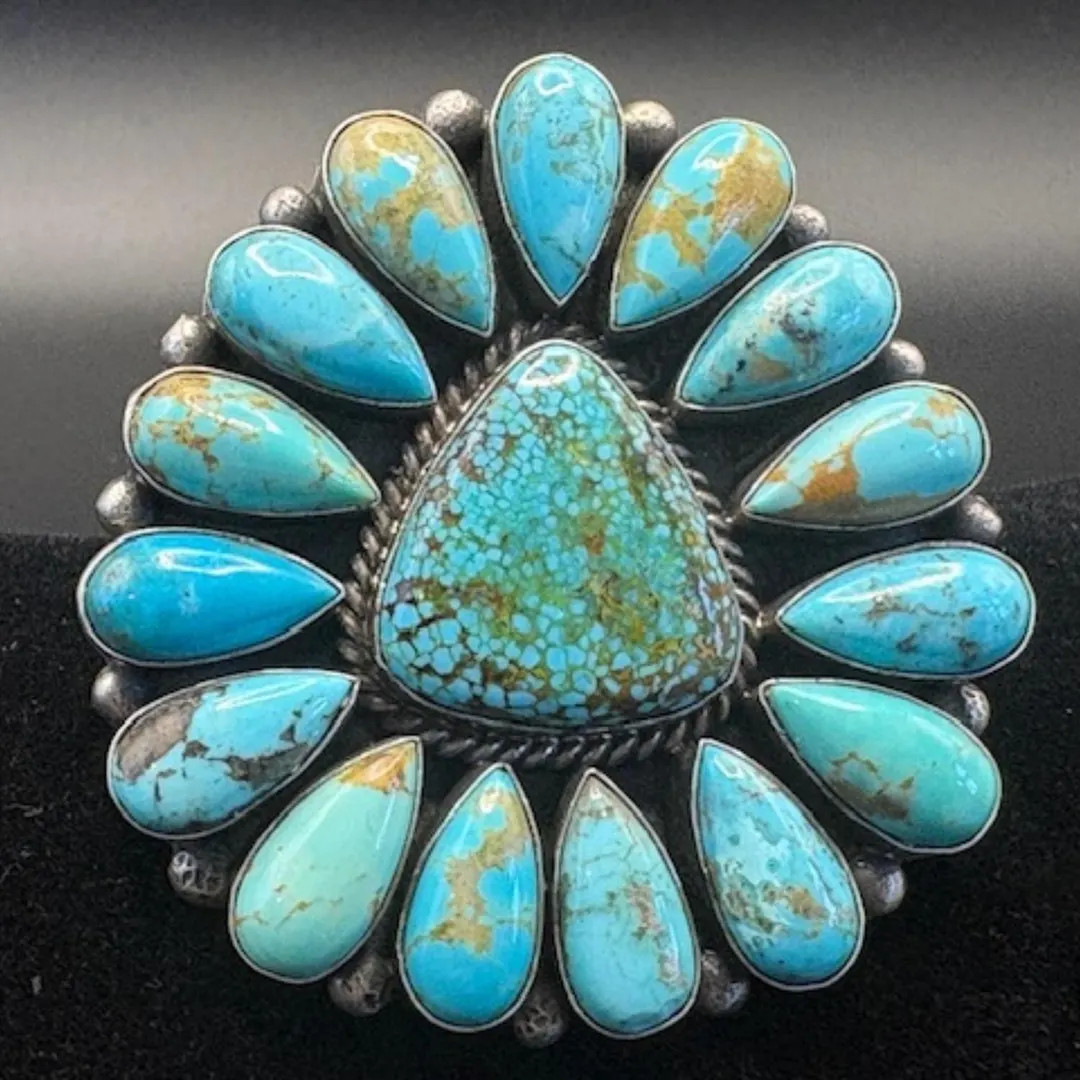 Genuine Turquoise Huge Cluster Ring Authentic Native American Navajo Made Turquoise Size 9 Ring -... | Etsy (US)