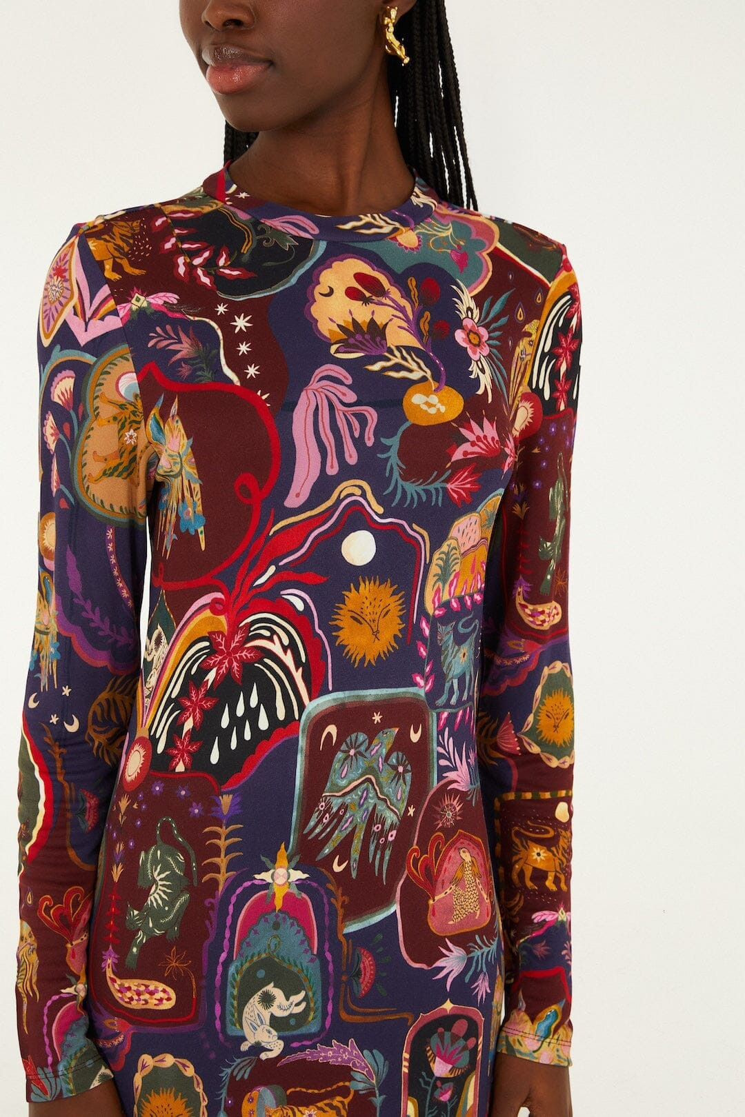 Multicolor Artsy Surreal Land Long Sleeve Maxi Dress | FARM Rio | FarmRio (US)
