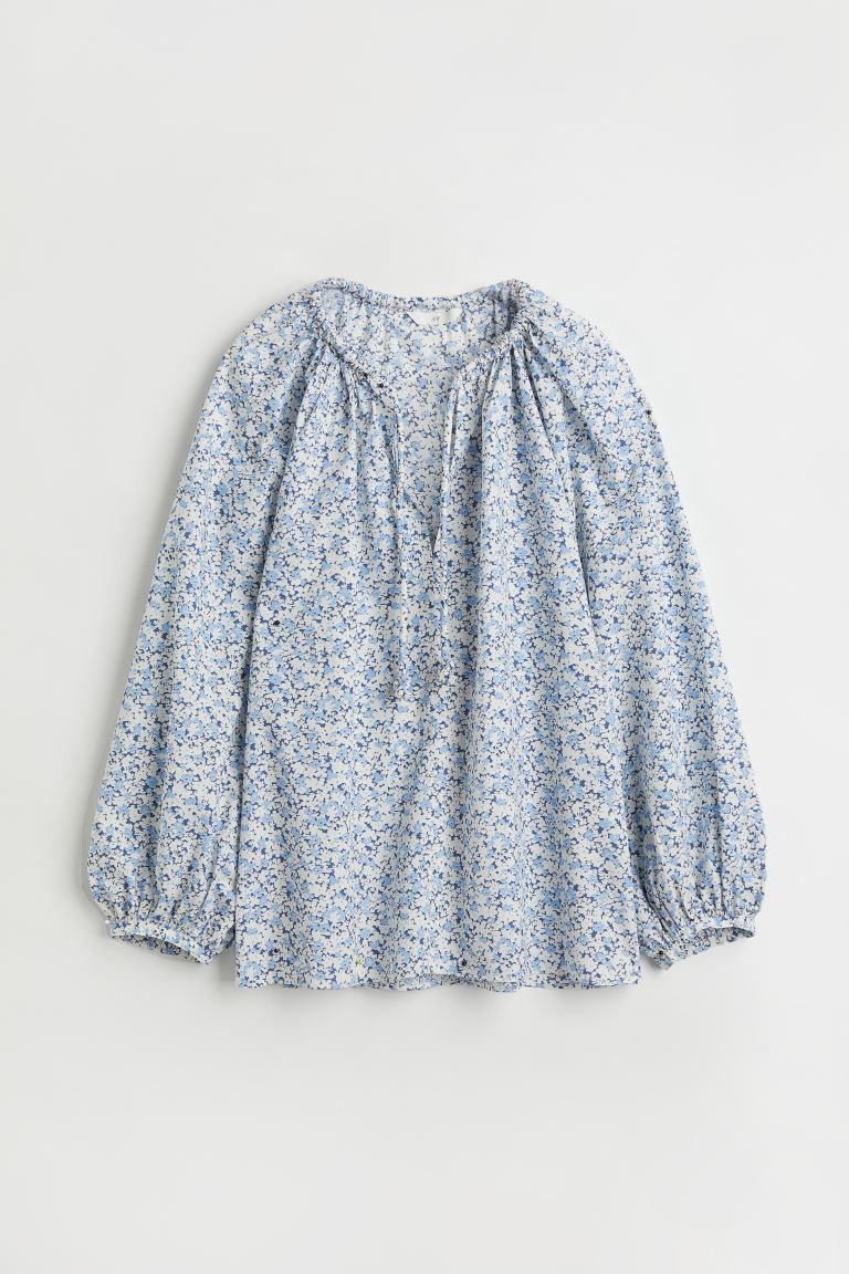 Balloon-sleeved cotton blouse | H&M (UK, MY, IN, SG, PH, TW, HK)