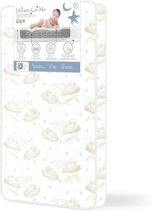 Dream On Me Twilight 5” 88 Coil Inner Spring Crib & Toddler Mattress – Brown Cloud, Greenguar... | Amazon (US)
