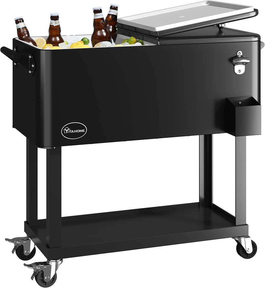 YITAHOME Cooler Cart with Bottle Opener Drainage, Portable Patio Cooler on Wheels, Outdoor Bevera... | Amazon (US)
