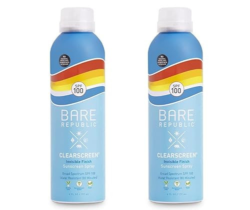 Bare Republic Clearscreen Sunscreen SPF 100 Sunblock Spray, Water Resistant with an Invisible Finish, 6 Fl Oz Each, 2 Pack | Amazon (US)