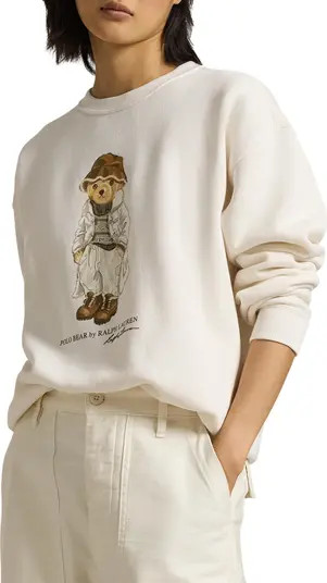 Arctic Fleece Embroidered Creamy Bear Sweatshirt | Nordstrom