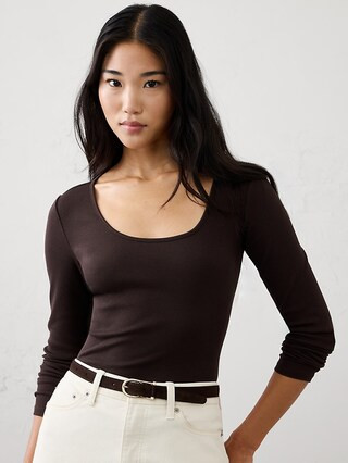 Ribbed Scoop-Neck Top | Banana Republic Factory
