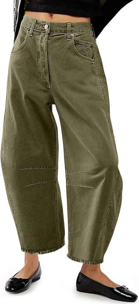Allimy Womens Jeans Mid Rise Barrel Leg Vintage Jeans for Women Trendy 2025 Denim Pants Non Stret... | Amazon (US)