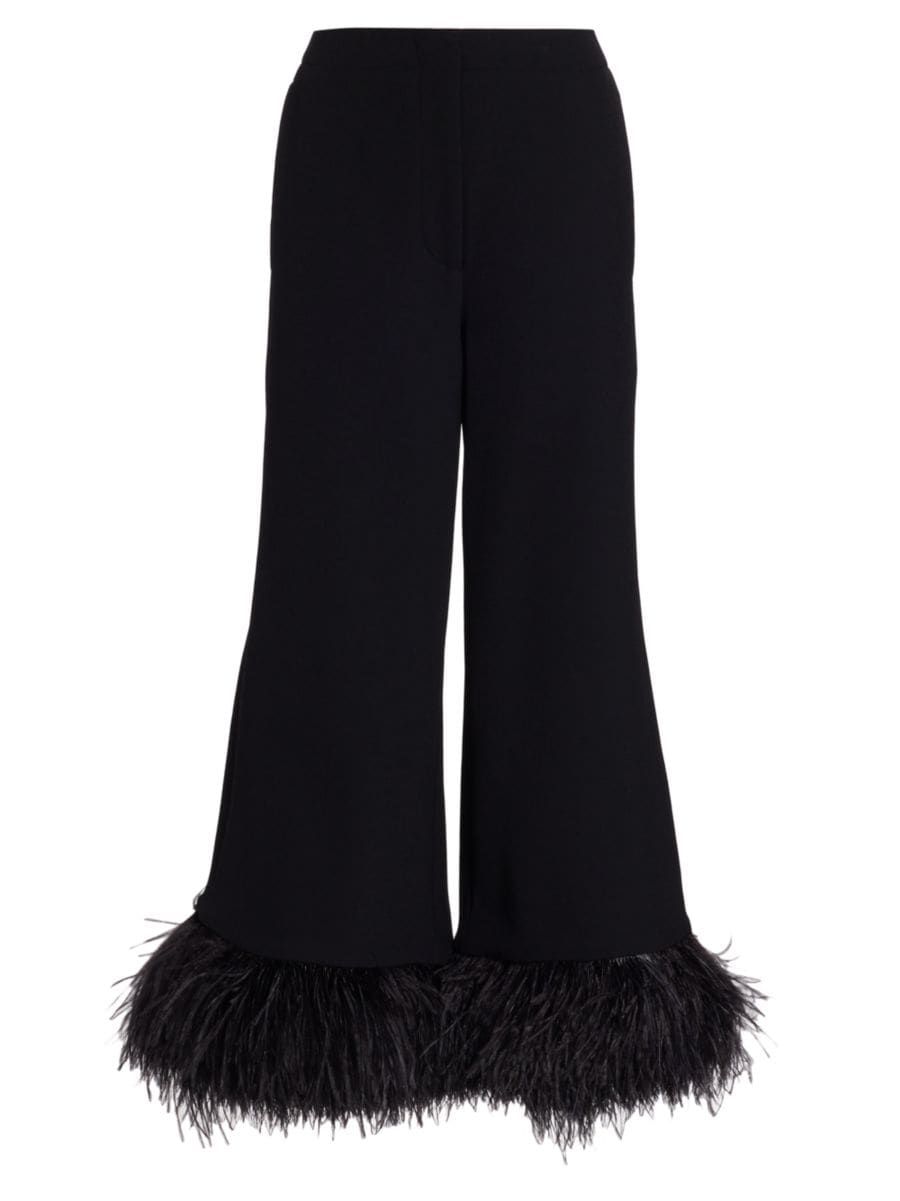 Proenza Schouler Wide-Leg Feather-Trimmed Trousers | Saks Fifth Avenue