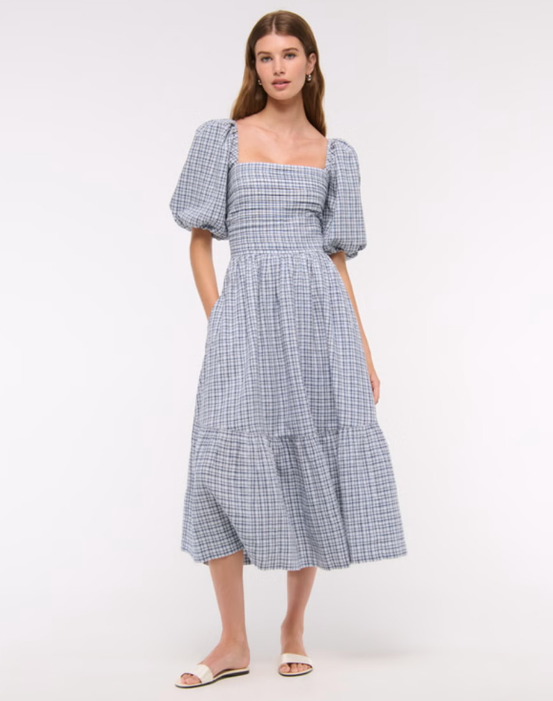 The dress of the season is BACK in new spring prints! 🌸 The fit is so flattering and it has pockets (!!) I'm wearing a Small Regular. Perfect for spring weddings or brunch. Grab it before it sells out again! #LTKSpringSale #LTKwedding #AbercrombieStyle 

 #LTKSpringSale #LTKdayinmylife #LTKmomlife