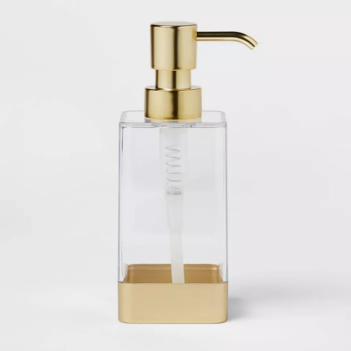 Square Soap/Lotion Dispenser Gold/Clear - Room Essentials™ | Target