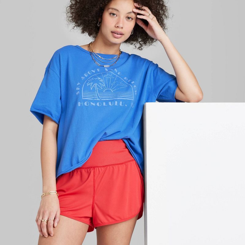 Women's Ascot + Hart Honolulu Short Sleeve Graphic T-Shirt - Blue | Target