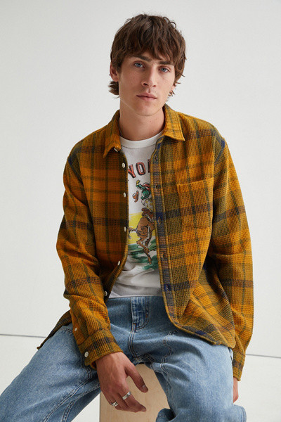 Corridor Waffle Flannel Long Sleeve Shirt | Urban Outfitters (US and RoW)