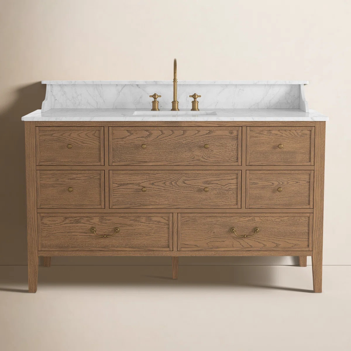 Elliston Single Wide Vanity-Carrara Marble | Birch Lane