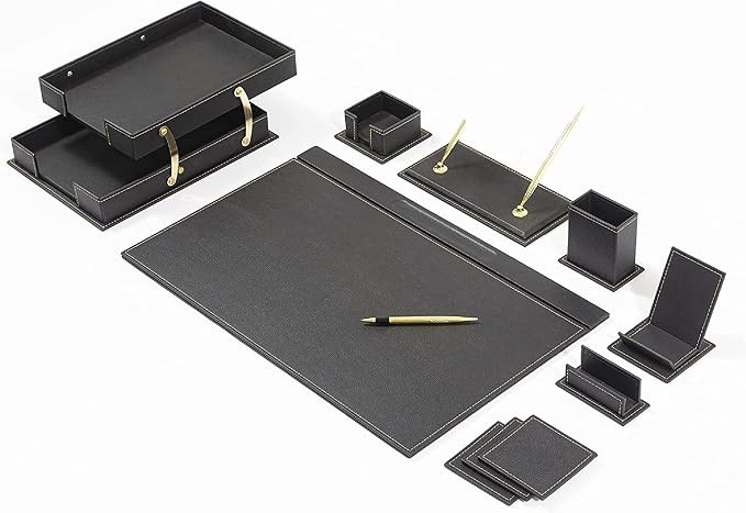 MOOGCO Bonded Set - Leather Desk Organizer - Desk Accessories - Home Office Accessories - Desk Su... | Amazon (US)