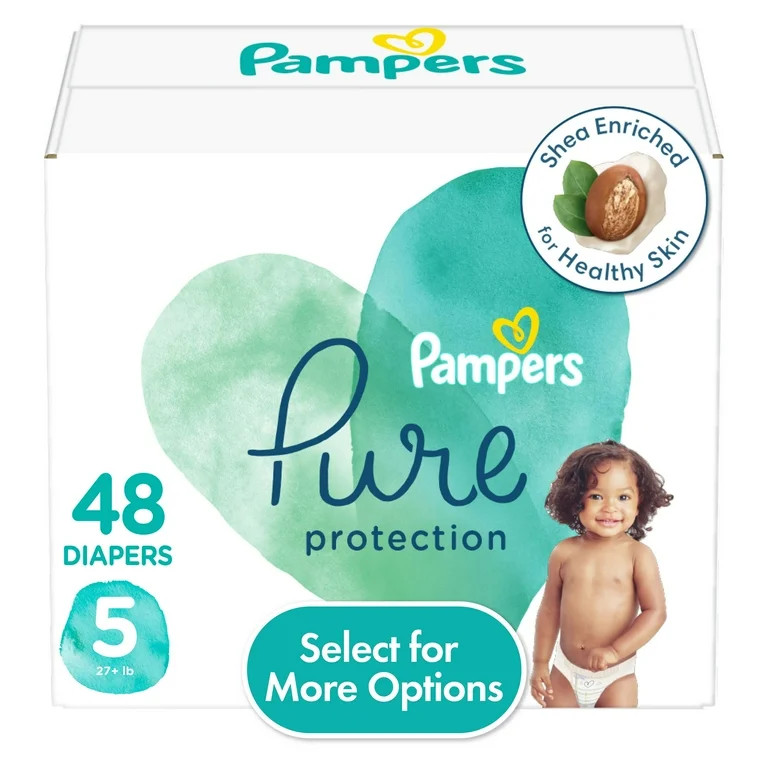 Pampers Pure Diapers Size 5, 48 Count (Select for More Options) | Walmart (US)