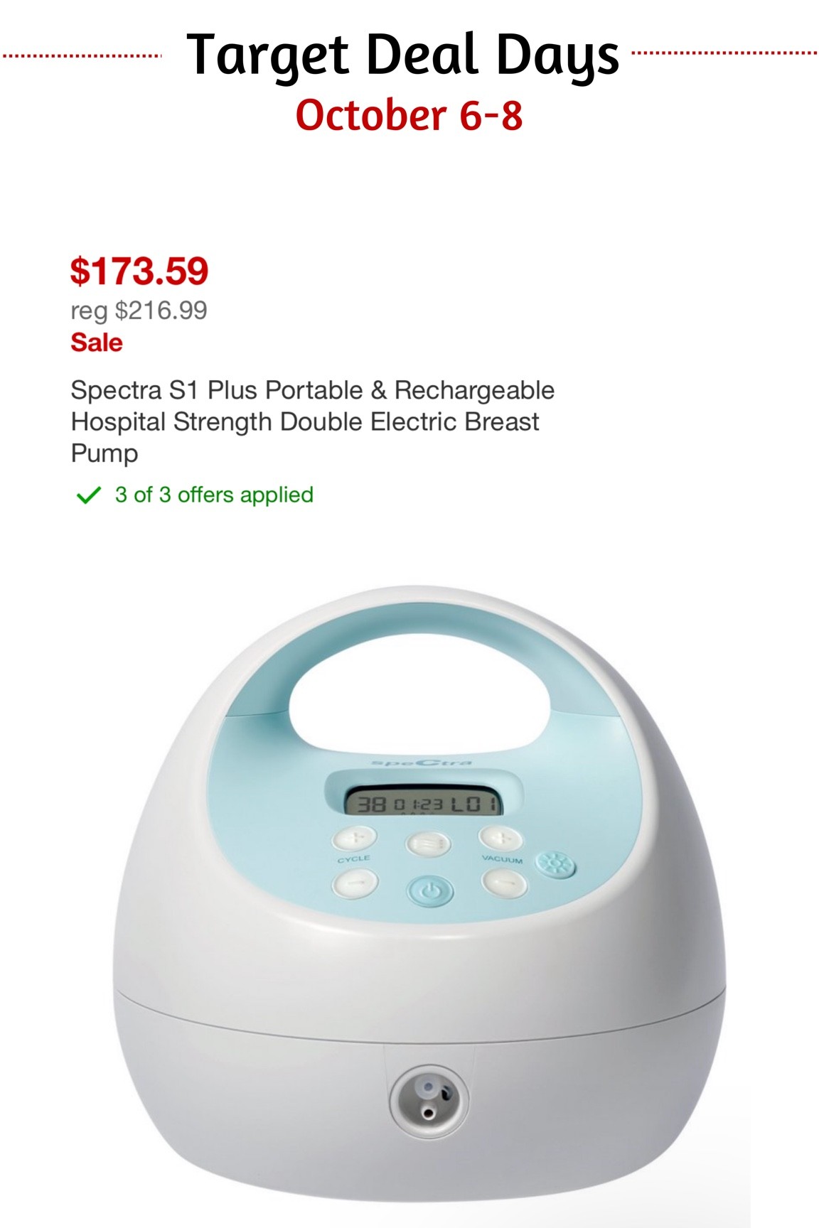 Target deal days. October 6-8th early
Black Friday deals for three days! Spectra breast pump for breastfeeding mom. Pumping essentials

#LTKsalealert