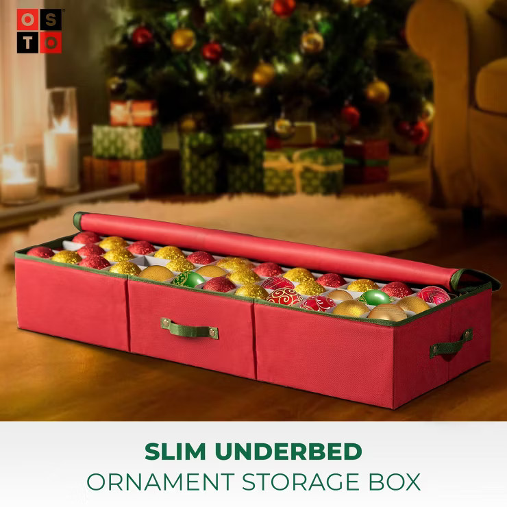 OSTO Underbed Christmas Ornament Storage Box Stores Up to 120 Holiday Ornaments of 3 in; Non-Wove... | Target