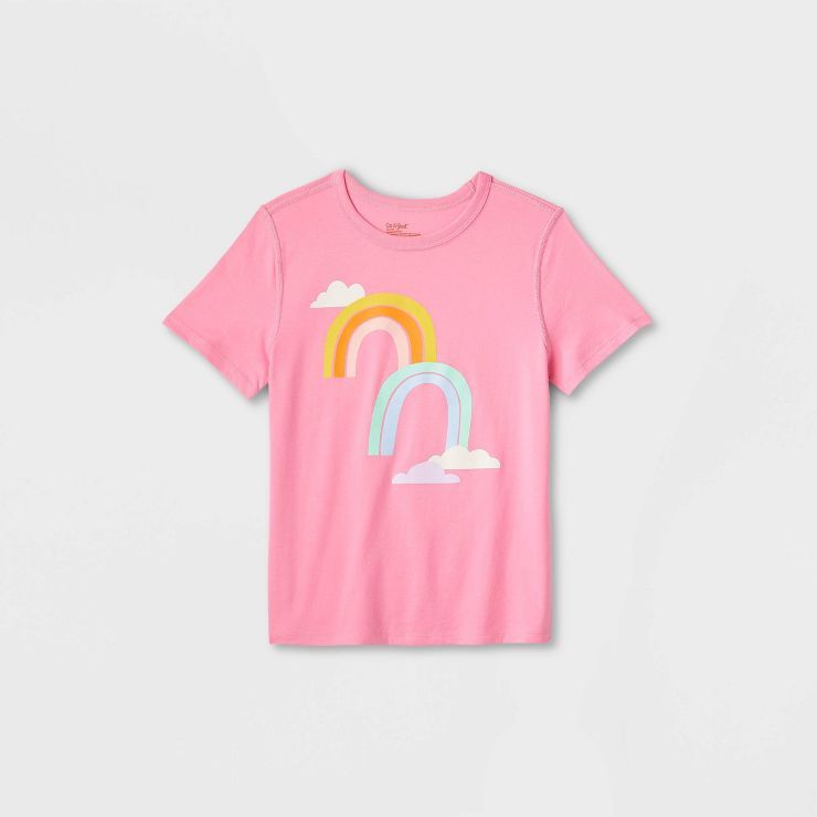 Kids' Adaptive Rainbows Graphic T-Shirt - Cat & Jack™ Bright Pink | Target