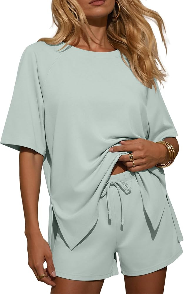 Ekouaer Two Piece Sets for Women Summer Lounge Short Sets Moisture-Wicking Casual Airport Travel ... | Amazon (US)