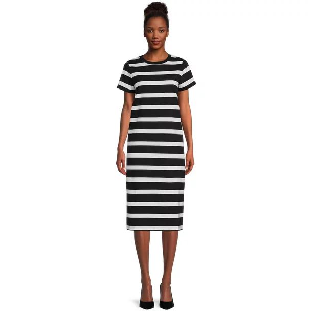 Time and Tru Women's T-Shirt Midi Dress - Walmart.com | Walmart (US)