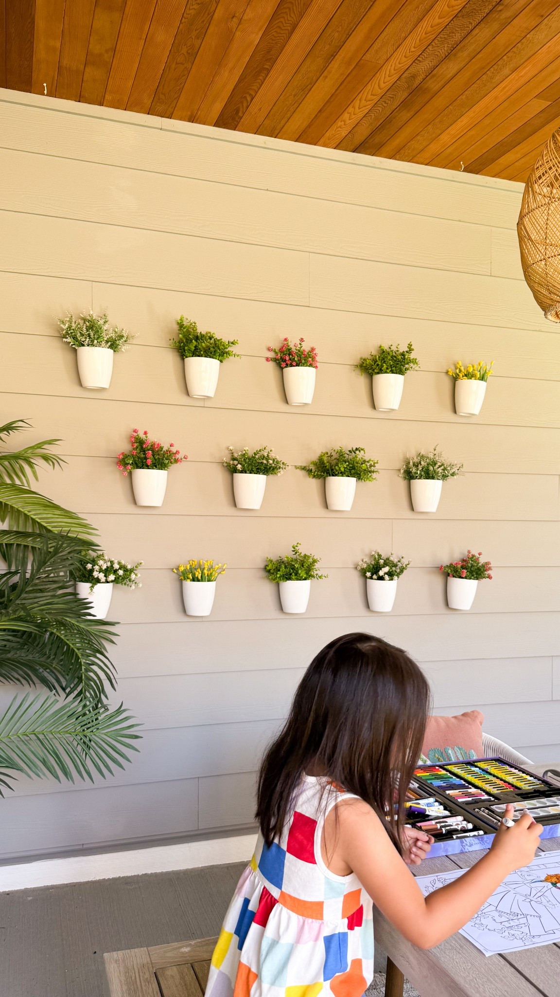 Hanging planters! This wall was a covid project. Just hang these pots and add faux flowers to them!

outdoor chairs and rug, lanterns, hanging planters, artificial flowers, home finds, patio furniture, outdoor furniture 

#LTKHome #LTKSummerEdit
