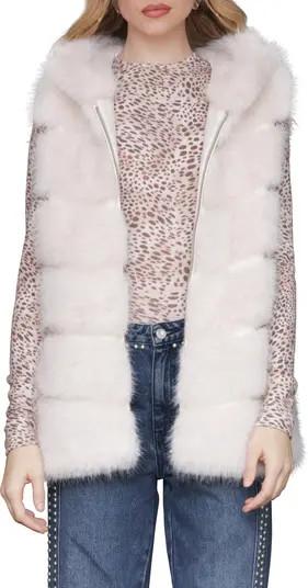 Faux Fur & Faux Leather Hooded Zip Vest | Nordstrom
