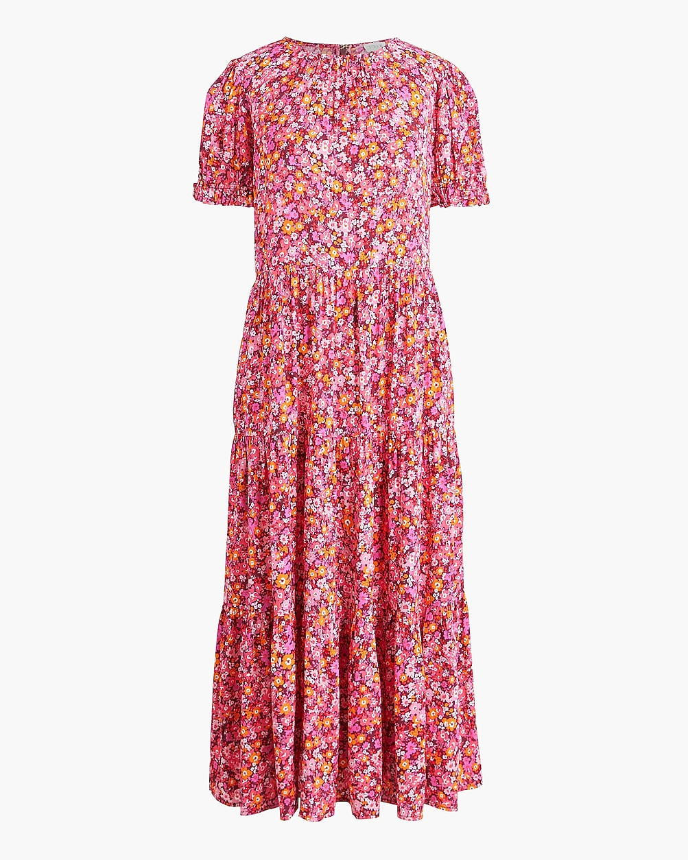 Puff-sleeve tiered midi dress | J.Crew Factory