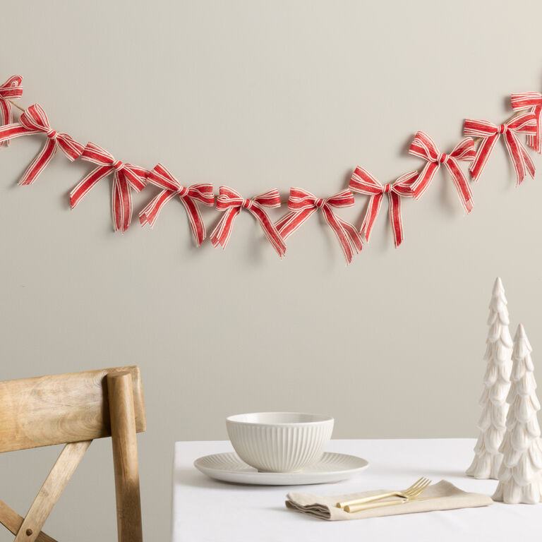 Red and White Jute Bow Garland | World Market