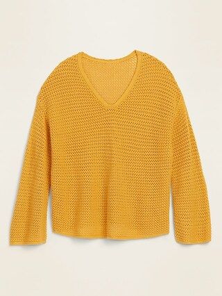 Slouchy Crochet V-Neck Sweater for Women | Old Navy (US)