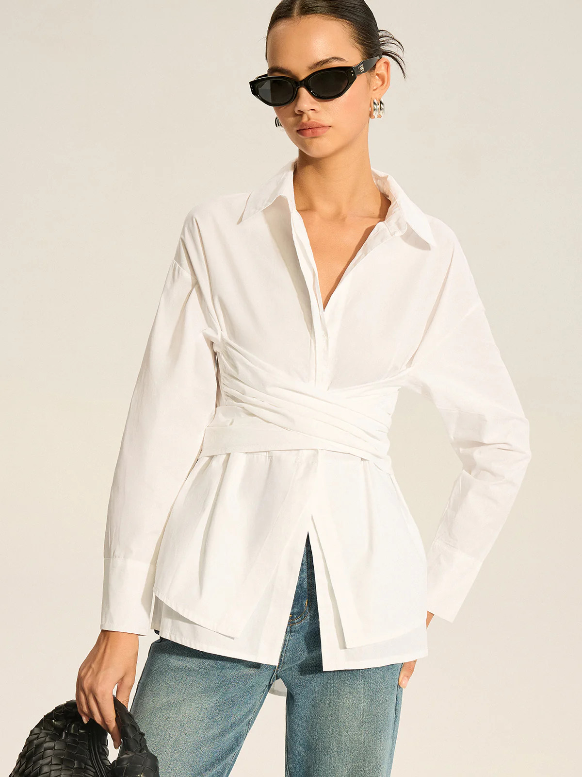 Back Bow Long-Sleeve Shirt | Commense