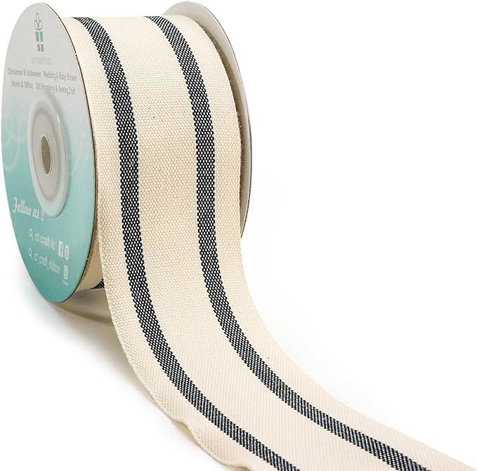 CT CRAFT LLC Natural Cotton Stripes Ribbon -1.5 inch (38mm) x 10 Yard.Christmas Decorative for DI... | Amazon (US)