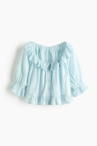 H & M - Cotton Blouse with Eyelet Embroidery - Light Turquoise | H&M (US + CA)