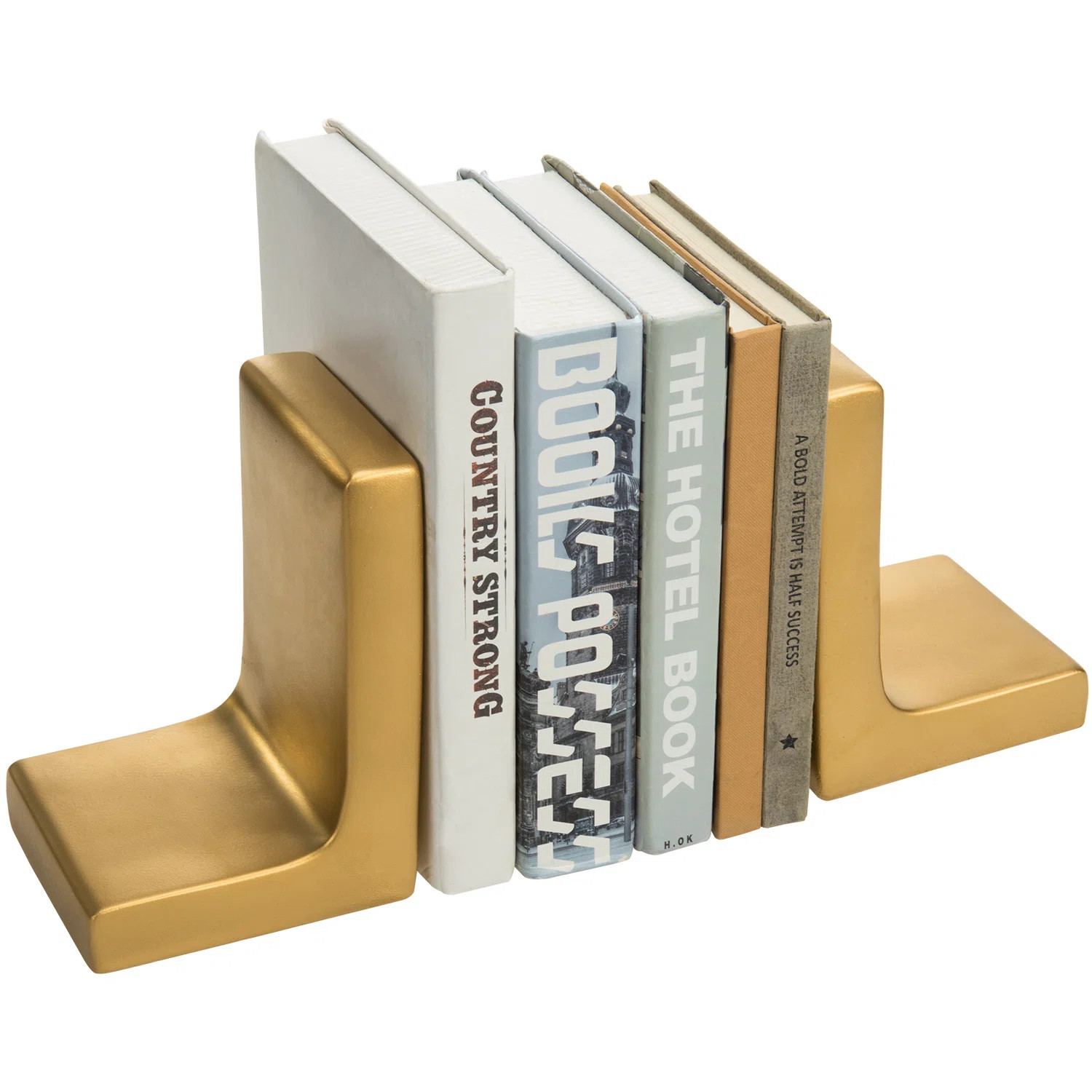 Gold Decorative Modern Concrete Bookends | Wayfair North America