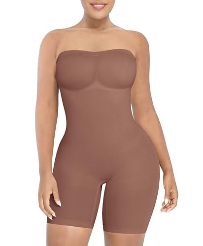 SHAPELLX Strapless Shortie Bodysuit for Women Tummy Control Shapewear Seamless Sculpt Body Shaper with Removable Straps | Amazon (US)