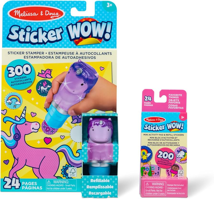 Melissa & Doug Sticker Wow!™ Purple Unicorn Bundle: 24-Page Activity Pad, Stamper, 500 Stickers... | Amazon (US)